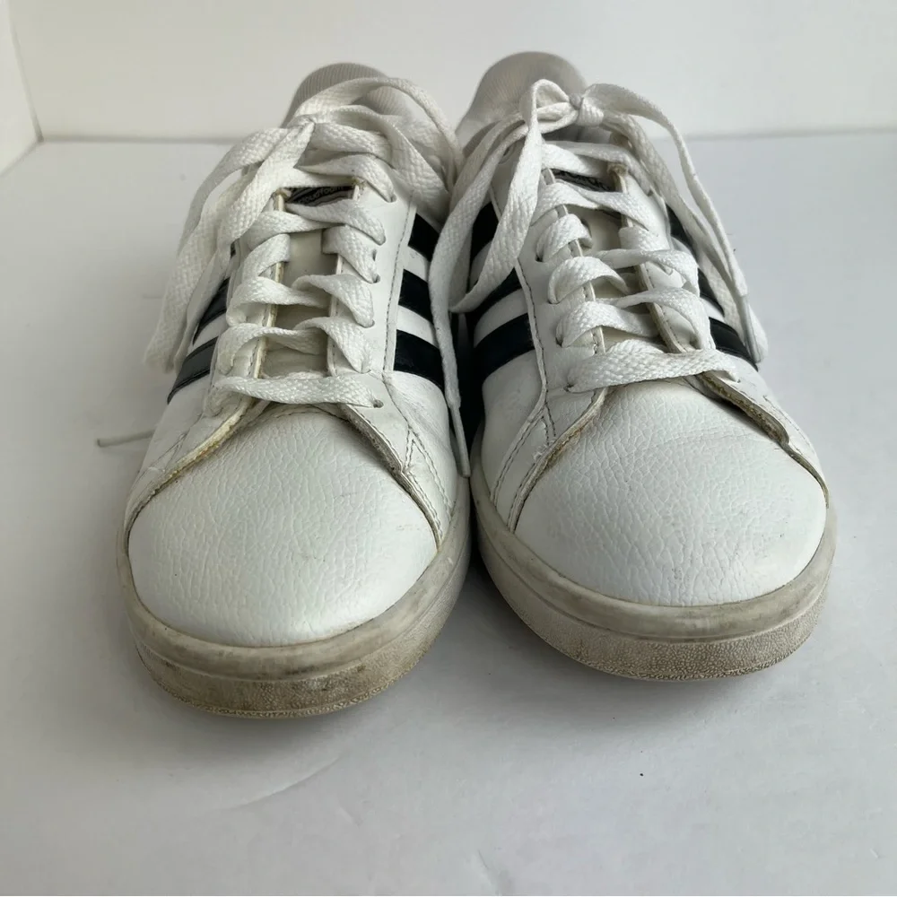 Adidas Neo Grand Court White Sneakers Size 6 Black Stripes Cloud Foam